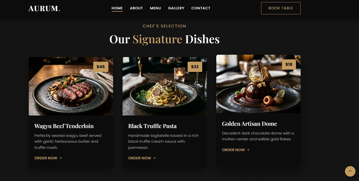 Arum Restaurant Antigravity dishes
