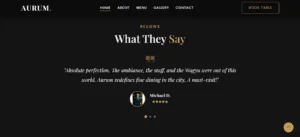 Arum Restaurant Antigravity testimonials